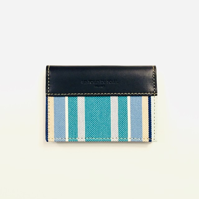【LES TOILES DU SOLEIL】カードケース(ポルトカルト)(プチ カプリ ブラン ターコイズ/PETIT CAPRI Blanc Turquoise)