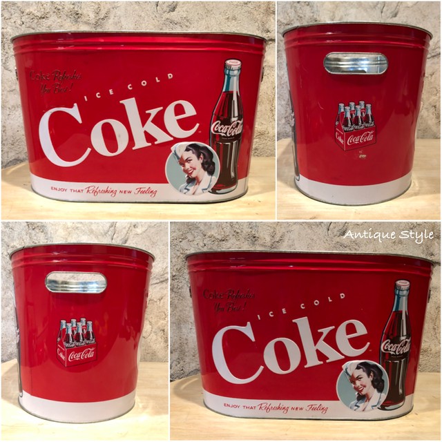 12 S コカコーラ Coca Cola バケツ ラージ パーティタブ クラシック Coke ブリキ ヴィンテージ オーバル型 Usa I 176 017 Antique Style アンスタ アメリカ買付けのヴィンテージ アンティークのおみせ