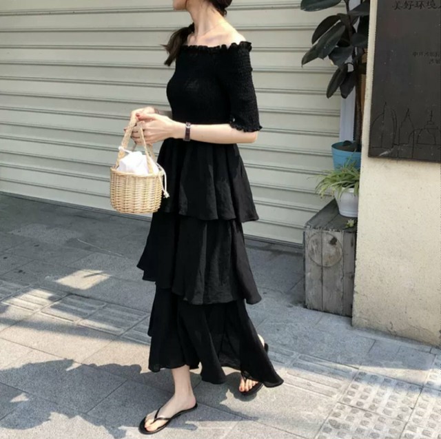 オフショルティアードワンピース オフショルダー ワンピース ティアード レディース オフショル レッド ワンピ 半袖 ロング マキシ丈ワンピース ロング ワンピース ロングワンピ 春物 春夏 Aライン フレア セクシー 体型カバー 透け感 17 Sayurio レディース