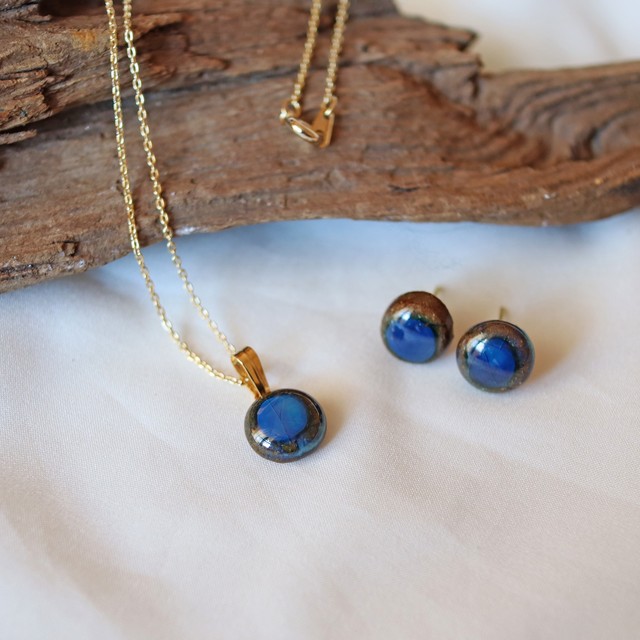 記念日に 信楽焼 凛蒼玉 ネックレス 蒼玉シリーズ 陶器 伝統工芸 ふぉーちゅなる