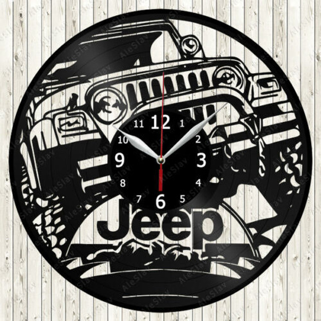 送料無料 30cm レコード盤 壁掛け時計 ジープ Jeep 四輪駆動車 Suv ロゴ 人気 おしゃれ エコ インテリア ディスプレイ アート 輸入雑貨 Hachinohe Base 1518