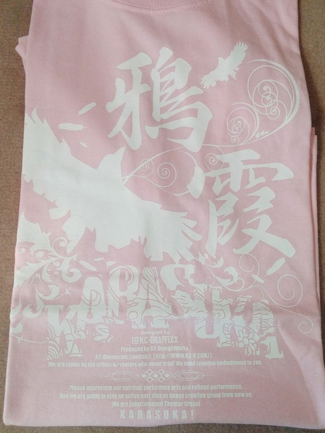 カラスカtシャツ 漢字 ピンク Fristi Karasuka