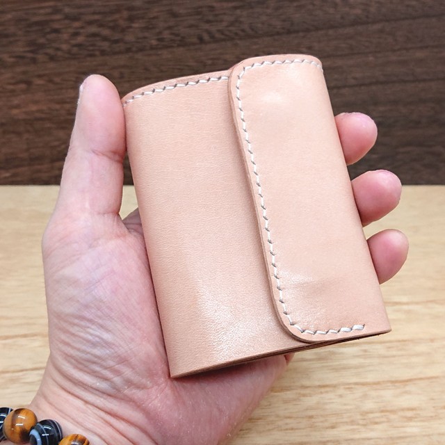 ミニウォレット2 三つ折り 財布 左開き ヌメ革 ナチュラル Cojin Leathers