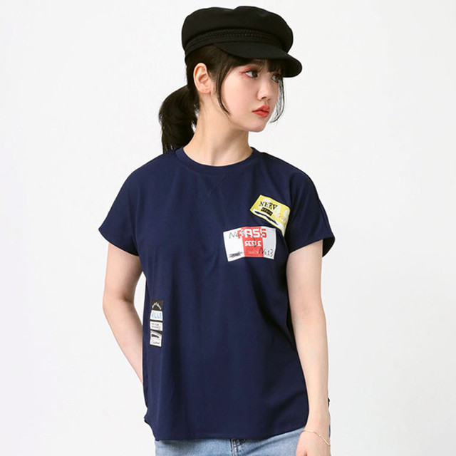 【FLOWER by RADIO EVA 022】Back Stage Pass French Sleeve T-Shirt NAVY / EVANGELION エヴァンゲリオン