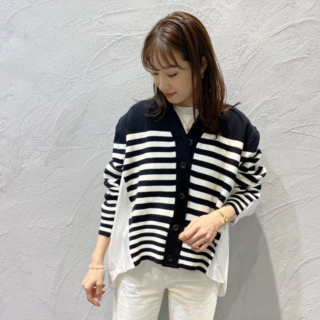 Botanical ニットボーダーシャツ切替カーディガン ｰtwentyｰ