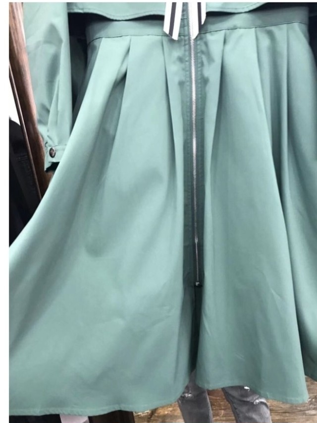 韓国 冬服 レディース 大きいサイズ フロントジップが機能的 バックレイヤーがお洒落 大きいサイズ コート ワンピース モダン 黒 ブラ Basecamp49