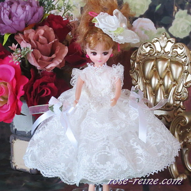 キュートなホワイトロリータメイド フワフワのボリューミーワンピース Rose Reine