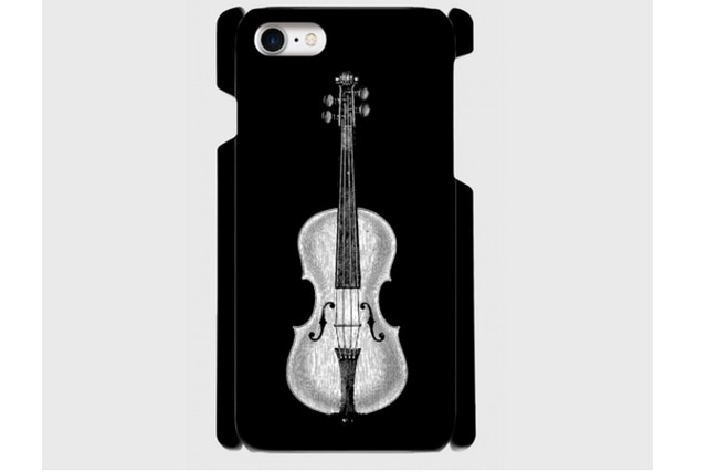 Iphone用 バイオリンのスマホケース 黒 音楽雑貨でぶねこ