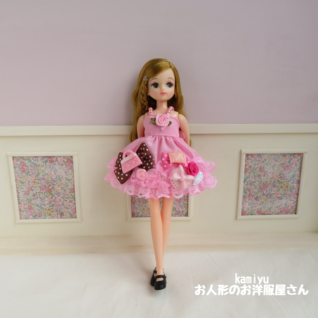 リカちゃんミニドレス ピンク3 Dollkamiyu