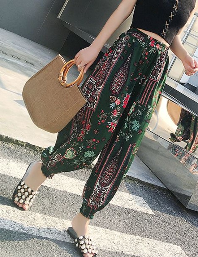 レディース パンツ ワイドパンツ レディース ワイドパンツ 柄 花柄 パンツ 夏服 リゾートパンツ リゾートファッション ラフスタイル 大きいサイズ レディース Jm8051 Dress No Sato