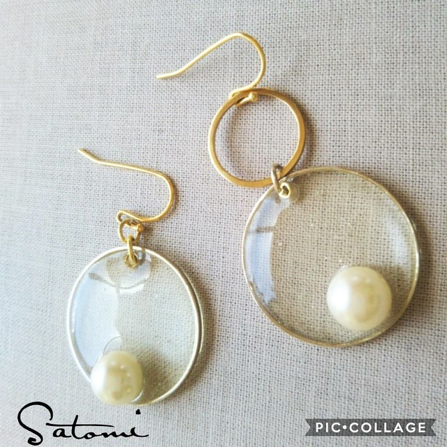 再販 ビンテージ本真珠フープ ピアス イヤリング 金属アレルギー対応 Satomi