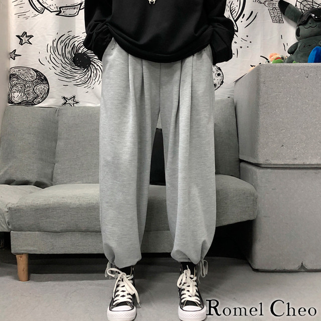 お支払い確認後日以内発送 Romelcheo 2way 裾絞り ワイドパンツ 黒 ストレート ワイド幅 イージー パンツ メンズ レディース ユニセックス ゆったり ウエストゴム ボーイフレンド ストリート系 カジュアル ファッション ロメルチェオ Romelcheo