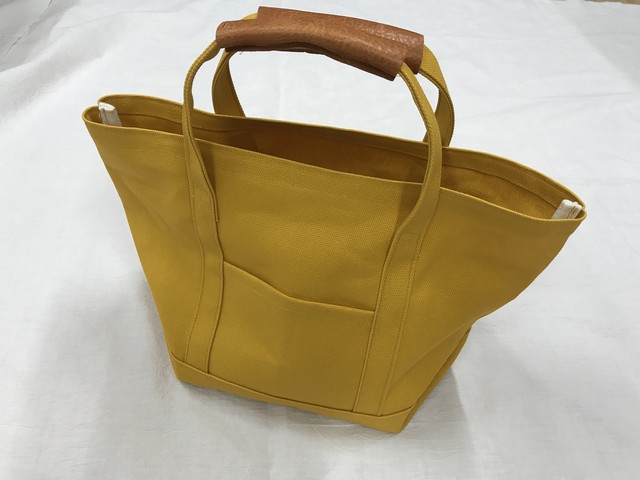 8号帆布のトートバッグ レザー持ち手 マスタード クロスメイド Pipa Shop