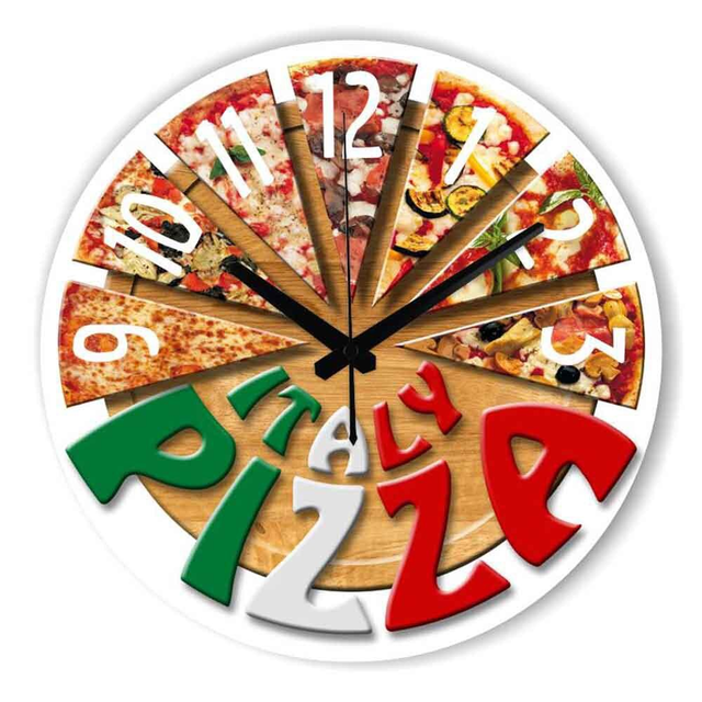 ピザ イラスト Pizza ユニーク カラフル ポップ 時計 インテリア Clock クロック 壁掛け ウォール ウォッチ オシャレ Clock Flog
