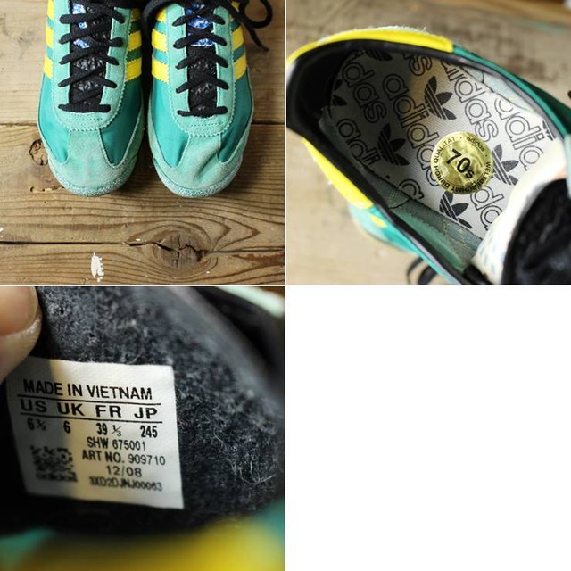 アディダス Adidas Sl76 スニーカー グリーン イエロー 24 5cm 70s復刻 古着 Pan 410 古着屋ataco Garage