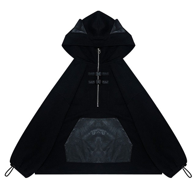 再入荷 ゴスロリ系 Jk 黒 パーカー ネックベルト Zipアップ ネコ耳 ハードガール 病み可愛い オルチャン 原宿系 ストリート系 10代 代 Dressyなモード系 ゴシック専門店 Ladies Fashion Seasonz