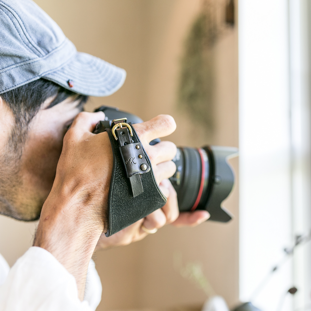 カメラハンドストラップ デジタル一眼レフカメラ仕様 ヴィンテージブラック ヴィンテージ アンティーク レザーブランド K