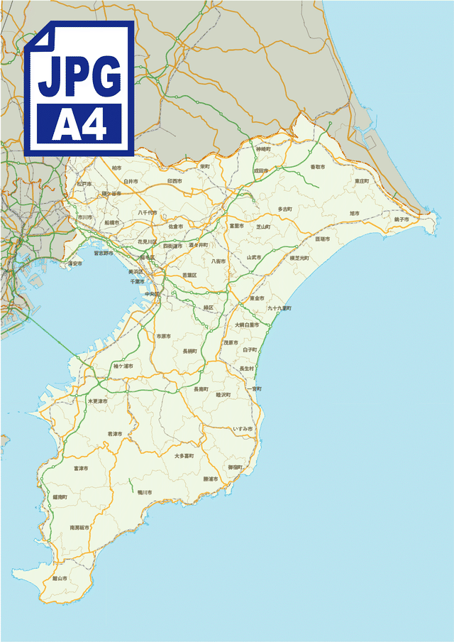 都道府県市町村わけ 道路 路線 カラー画像jpg 3500px 地図素材ならmap Data Store 地図データ 白地図の販売