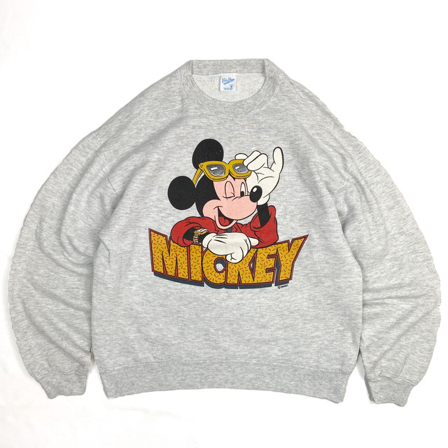 90 S Velva Sheen Micky Mouse Print Sweat ベルバシーンディズニー ミッキーマウス スウェット トレーナー キャラクター オフィシャル 古着 Whiteheadeagle