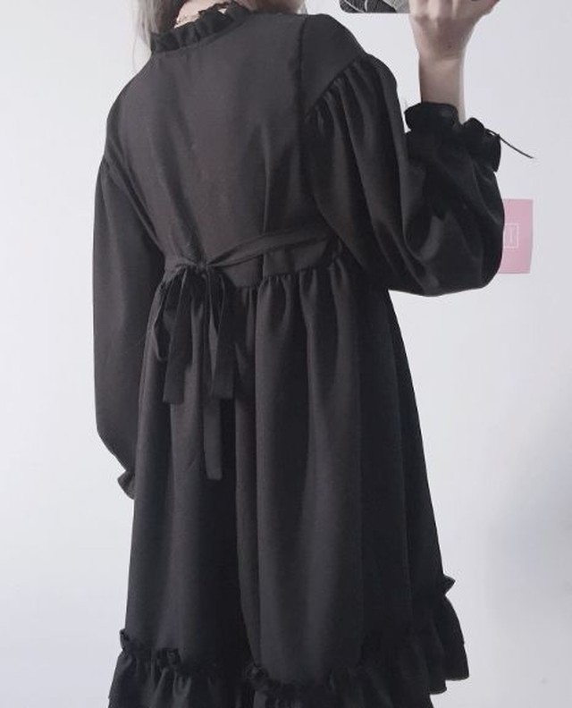 シャツワンピ ス 黒ワンピースドレス ワンピース 春夏 膝丈 ドレス フレア スカート 長袖 体型カバー フェミニン Jm3036 Dress No Sato