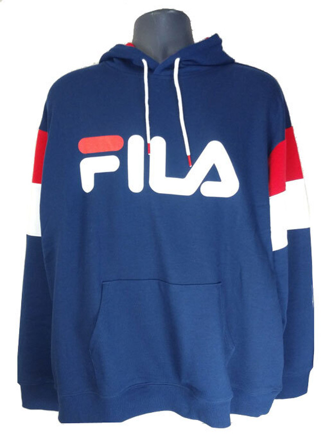 Fila フィラ Fm5412 ネイビー 裏毛 メンズ ユニセックス パーカー 長袖 オーバーサイズ ドロップショルダー ビッグシルエット 厚手トレーナー ロゴ おしゃれ服秋 ファイブスター