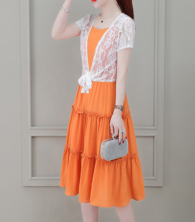 ワンピース ２セット レースボレロ キャミッワンピース 膝丈 大人カジュアル きれいめ 上品 O P