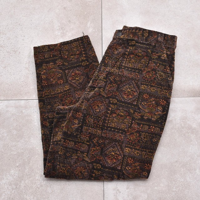 Jp vtg antique flower corduroy pants