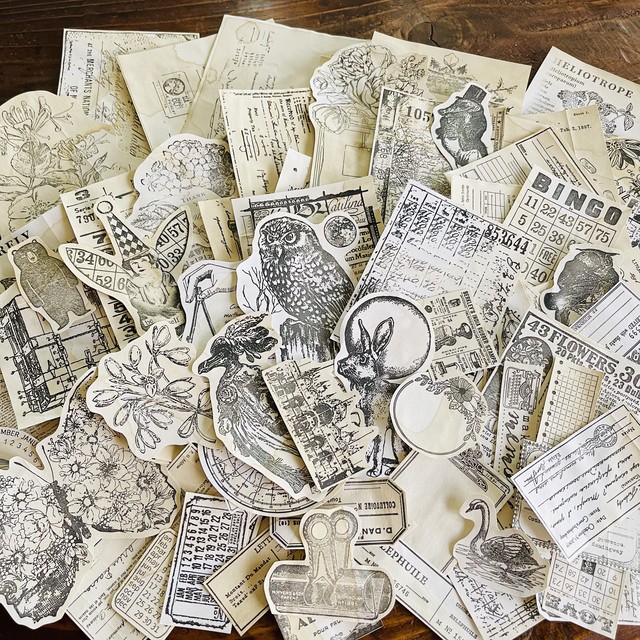 海外スタンプ コラージュ素材 シールセット ランダム90 Smile Design R Y