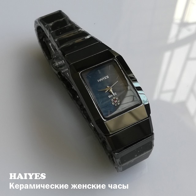 ブラックセラミック女性腕時計トップブランドの高級男性腕時計saatファッションシンプルな四角形デザイン高品質アナログクォーツ時計 Women Black Braverybase