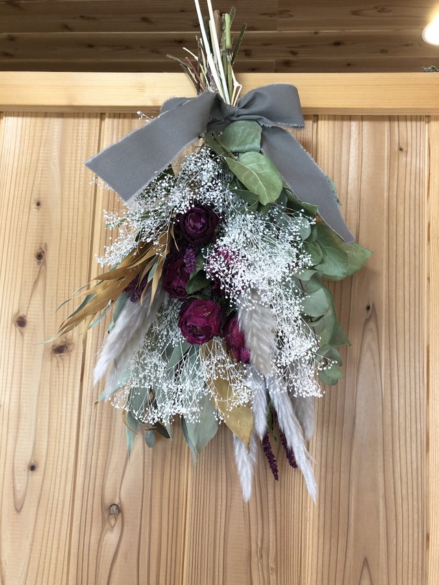 母の日 赤薔薇ドライフラワースワッグ 遊花