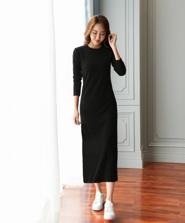 ワンピース ドレス ロングワンピース マキシ丈 ｔシャツワンピ チュニック シンプル ベーシック 無地 カジュアル 長袖 秋 冬 10代 代 30代 40代 50代 Ptngt0629 Shop Suba