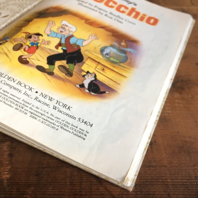 ヴィンテージ 洋書 絵本 Pinocchio ピノキオ リトルゴールデンブック Little Golden Book 英語 E Vintage ヴィンテージ 洋書 雑貨のお店