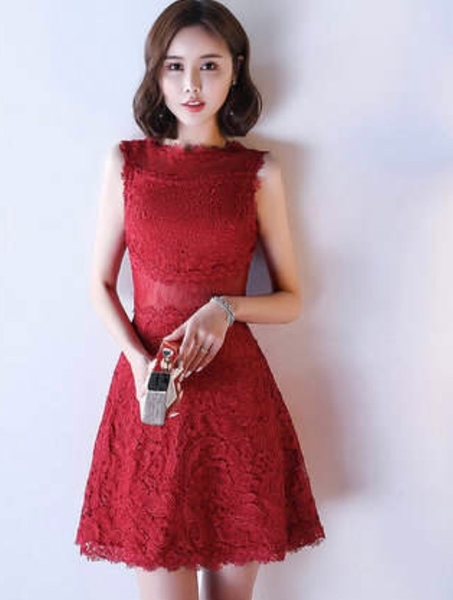 総レース グリーン グレー ブラック ピンク レッド オレンジ ホワイト ワンピース ノースリーブ エレガント 結婚式 二次会 披露宴 お呼ばれ M030 Hollys Design