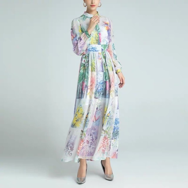 残りわずか Store Guette 花柄ピーチ ブルーグラデーション ワンピース 工房直送価格 Reformschule De