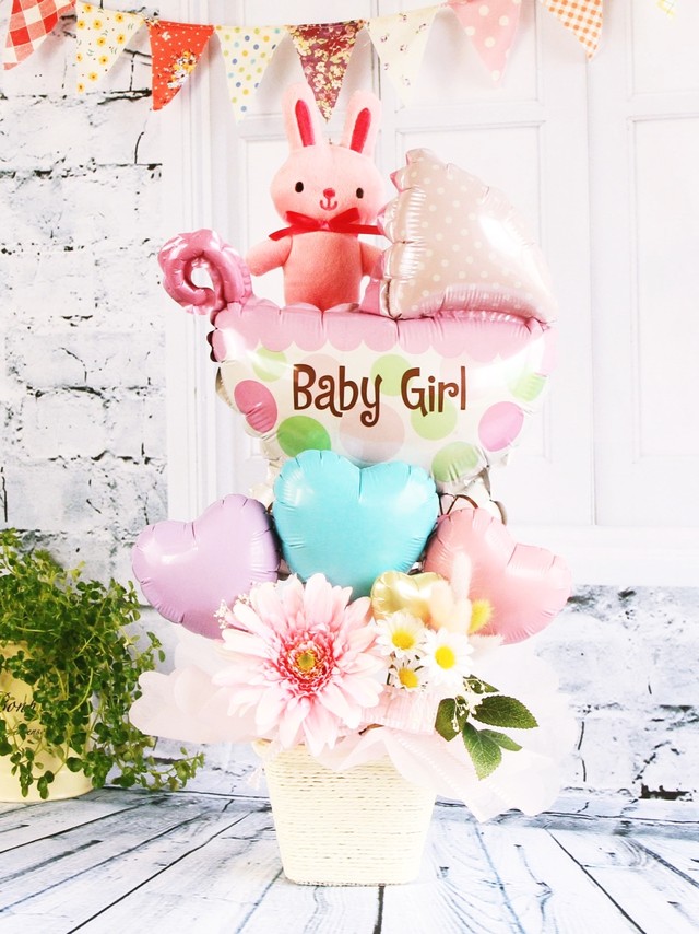 出産祝いギフト Baby Girl バルーン アートフラワー Bouquet La Bou