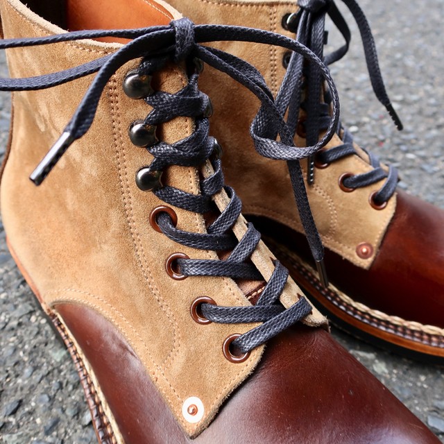 極上の艶 靴紐 ネイビー 平紐 6mm Custom Shoes Planning Buhi