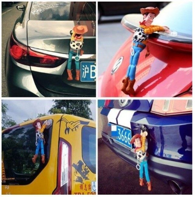 トイストーリー Toy Story ウッディ 車 アクセサリー ぶら下がり しがみつき 人形 35cm ワールドトレンドショップ