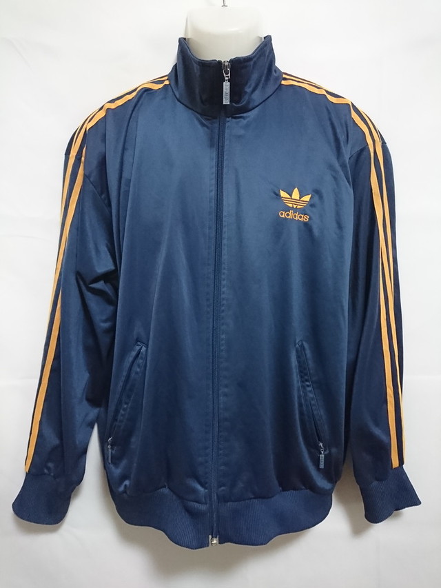 古着 メンズ100 L O相当 Adidas アディダス トレフォイルロゴ トラックジャケット ジャージ フルジップ スポーツ ネイビー オレンジ スポーツウェア シューズの古着屋 リサイクルスポーツ