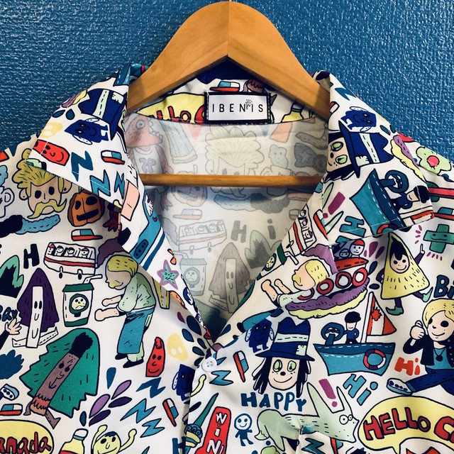 カラフルハッピーイラストのアロハシャツ 沖縄のセレクトショップ ローカルブランド イロカライフ