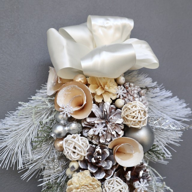 Sale ホワイト クリスマススワッグツリー 造花リース 大人可愛い オシャレ お花と雑貨のショップ Sea Art