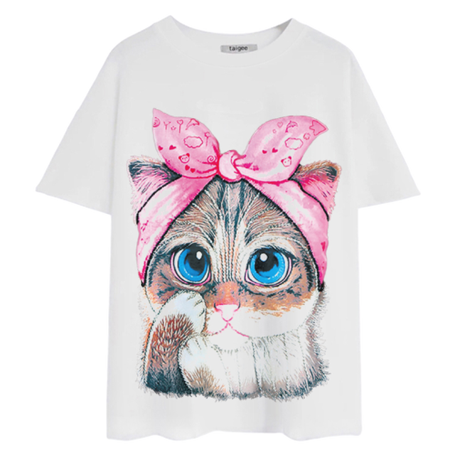 猫柄 Tシャツ 居眠り 猫t ネコt 半袖 可愛い ホワイト ライトピンク 猫一家