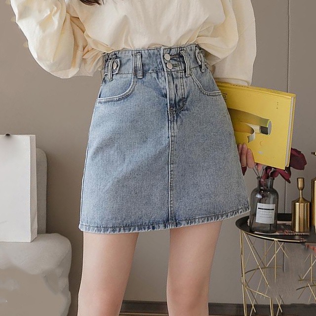 即納 デニムスカート ミニスカート ウエストゴム ハイウエスト Aライン 台形スカート タイトスカート レディース ボトムス S Xl Ns 1199 Daily Closet