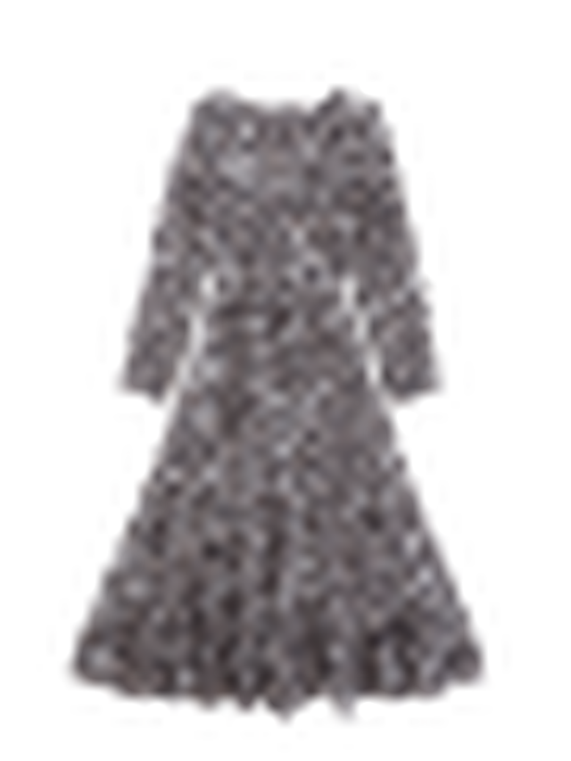 ワンピース マキシ丈 ロング丈 レオパード ドレス フレア 上品 Vネック 大人 カジュアル 長袖 おしゃれ 冬 着痩せ 体型カバー Ueno0129 Poillypecoraワンピースストア