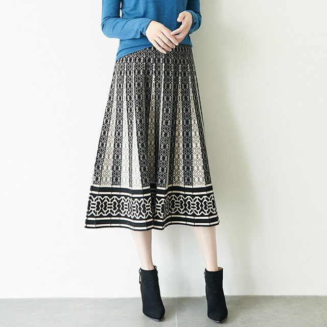 レトロ調 ストライプ柄 スカート ミモレ丈 膝下丈 Garage Diva 106