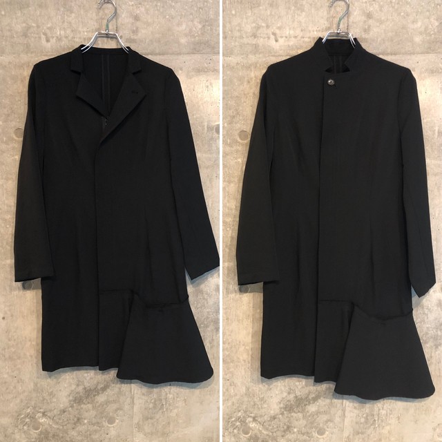 ヨウジヤマモト ウールギャバ アシンメトリー シャツワンピースコート 325 Yohji Yamamoto Shop ヨウジヤマモト 販売