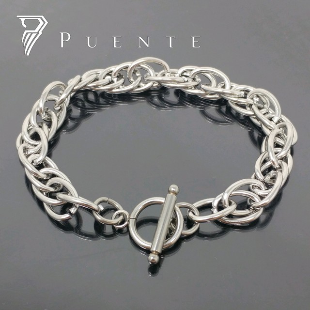 マンテルブレスレット 18cm 21cm 多重編み チェーン ステンレスブレスレット ステンレス アレルギー ブレスレット チェーンブレスレット シルバーブレスレット シンプル シルバー 銀色 銀 くさり 鎖 レディース メンズ Puente