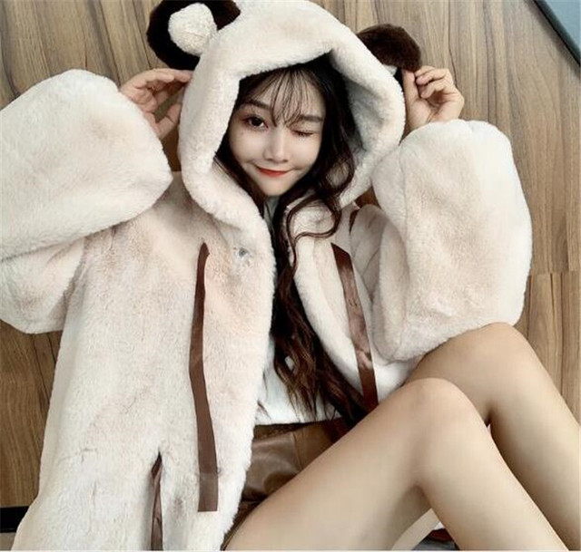 小さなクマ耳 付き もこもこ あったか コート Rondorire ロンドリール