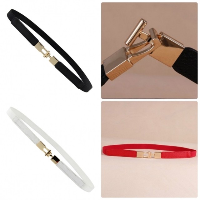 細身 シンプル ゴールドバックル ウエストゴム ベルト レディース Glamorous Jewel グラマラスジュエル レディース アクセサリー 小物 ファッションの通販