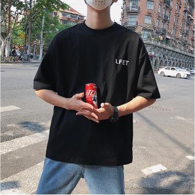 Yuzki 韓国ファッション カジュアル シンプル Tシャツ スケボー スケボー メンズファッション トップス 夏 Yuzki