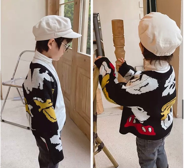 Ksnt2 送料無料 Kids Baby ミッキー ドナルド ニットカーディガン ミッキープルオーバー カーディガン ニット 親子コーデ リンクコーデ ミッキーコーデ ディズニーコーデ ドナルドコーデ Luana